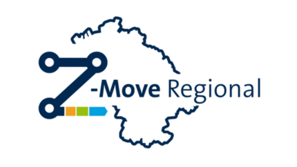 Z-MOVE-Logo mit Projektname und Umriss der LEADER-Region