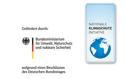 Logo: Gefördert durch Bundesministerium für Umwelt, Naturschutz und nukleare Sicherheit - aufgrund eines Beschlusses des Deutschen Bundestages - Nationale Klimaschutzinitative