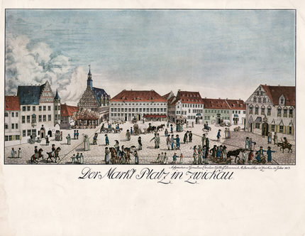 Gewandhaus und Rathaus, historische Quelle Stadtarchiv