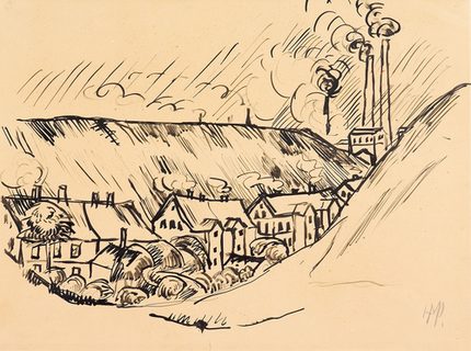 Max Pechstein: Blick über die Reinsdorfer Straße zum Vertrauenschacht (um 1912)