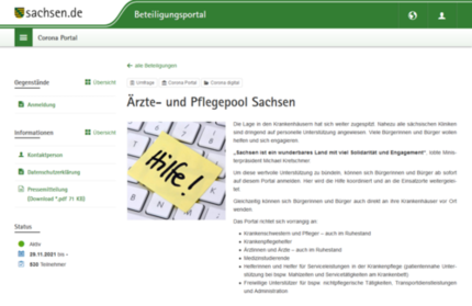 Screenshot des Online-Portals