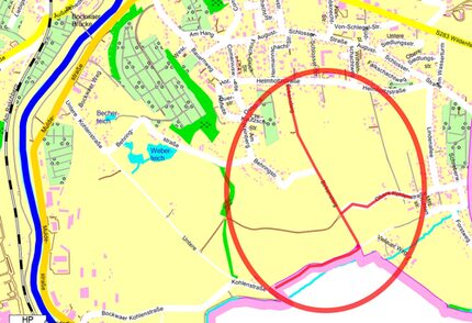 Lageplan Bockwaer Kohlenstraße, Birkensteig, Obere Kohlenstraße
