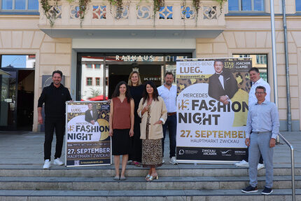 Eric Seifert (Krauß Event), Susanne Schmidt (Westsächsische Hochschule Zwickau), Oberbürgermeisterin Constance Arndt, Sindy Arlt, Matthias Krauß (beide Krauß Event), Mirko Fröhlich (Zwickau Arcaden), Olaf Schöber (Mercedes-Benz Autohaus LUEG)
