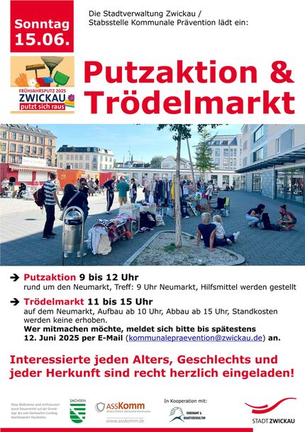 Handezettel zur Putzaktion und zum Trödelmarkt