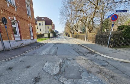 Aktueller Zustand der Rudolf-Breitscheid-Straße in Höhe Ernst-Grube-Straße