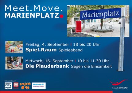 Meet Move Marienplatz - Spiel.Raum und Plauderbank - Plakat